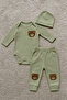 Organic Cotton 3-Piece Ribbed Fabric Baby Girl and Boy Children's Top and Bottom Pajama Set - 3