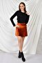 9474746 Velvet Patchwork Elastic Short Skirt Tile - 2