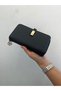 Black Leather Women's Wallet Handbag with Gold Detail and Phone Compartment - 4