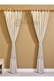 Ruffled Rope Laced Skirt 100% Cotton Natural Buldan Linen Rustic Curtain - Single Wing - (En X Size) - 4