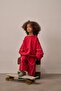 Red Asymmetrical Pocket Detailed Oversize Children's Top and Bottom Set