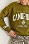 Women's Crew Neck Printed Three Thread Sh Fleece-Lined Sweatsirt Claret Red - 5