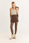 Melton Mini Skirt with Shorts Brown - 3