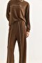 Women's Modal Fabric Ribbed Tracksuit Set Brown - 6