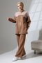 Women's Brown Seasonal Combed Cotton Bottom Top Sports and Comfortable Hijab Suit - 4