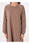 Soft Buttoned Hijab Dress - Mink - - 3