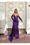 body-hugging mermaid cut dress with tail/drape detail at the front 583346 Purple - 3