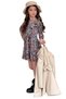 Girl's Leopard Print Dress with Stone Embellished Collar, Button and Belt Detailing, Cream Cashmere Coat - 6
