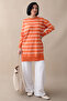 Orange Striped Basic Knitwear Tunic - 2