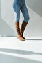 Women's Boots Tan Bellows Suede Pointed Toe Thin Heels - 5