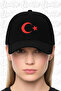 Moon Star Embroidered Hat – Black 100% Cotton Gabardine Unisex Model