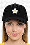 Daisy Embroidered Hat – Black 100% Cotton Gabardine Unisex Model - 3