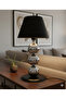 عاكس الضوء المطلي بالكروم من سلسلة مونيس 3 - مصباح طاولة مزخرف مع رأس من القماش