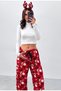 Christmas Daddy Pattern, Suede Fabric, High Waist, Elastic Waist Band, Lace-Up Detail, Loose Pant - 5