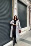 Women's Gray Oversized Belted Premium Cashmere Coat |   Wide Fit & Pockets Mlb077 - 4