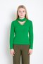 Women's Winter Half-Fisherman Collar Knitted Wrap-Around Sweater with Open Neckline and Fitted Fit Badi K - 3