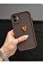 iPhone 12 Compatible Case 3D Gold Heart Shock Resistant Soft Camera Protection Cover Coffee - 5