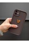 iPhone 12 Compatible Case 3D Gold Heart Shock Resistant Soft Camera Protection Cover Coffee - 3