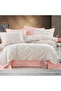 100% Cotton 100x200 Pink Patterned Single Duvet Cover Set (With Elastic Sheets)