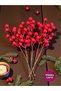 New Year Long Stem Kokina Red Berry Tree Ornament 5 Pieces 23 cm New Year Kokina Cherry Branch Hpy26072 - 5