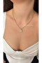 Steel Gold Color Baguette Model Necklace - 3