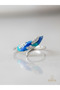 Mystic Feather – Silver Blue Green Stone Adjustable Women's Ring - 2