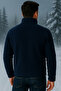 Unisex Plush Full Zippered Sweatshirt with 2 Pockets and Fleece Inside Navy Blue - 2