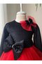 Black Velvet Glitter Tulle Skirt Long Sleeve Ribbon Decorated Girls' Dress Kuromi Christmas Dress - 5