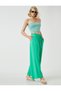 Wide Leg Trousers Tie Waist Linen Blend