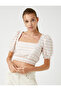 Crop Blouse with Elastic Waist - 2