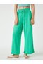 Wide Leg Trousers Tie Waist Linen Blend - 3