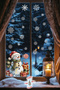 Snowman Double-Sided Glass Sticker Set – 42 Pieces with Snowflakes - Double-Sided New Year Sticker - 5