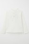 Girl's Long Sleeve T-Shirt with Tulle Bow Embroidery, Ages 8-14, Ecru - 4