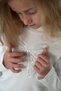 Girl's Long Sleeve T-Shirt with Tulle Bow Embroidery, Ages 8-14, Ecru - 3