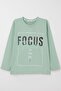 Boy's Long Sleeve T-Shirt Slogan Themed Letter Printed 6-12 Years, Aqua Green - 3