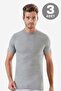 Men's Gray Crew Neck Short Sleeve Undershirt T-Shirt 100% Cotton Combed Cotton 3-Pack