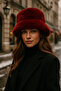 Imported Burgundy Color Winter Plush Hat - Premium Soft and Warm Keeping Furry Cabin Hat Spk1102-1 - 4