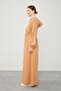 Camel Hooded Glitter Stripe Waist Drawstring Ferace - 5