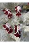 Christmas Tree Ornament Santa Claus Set of 4 Bright Red Mini Decorations |   Eng-135 | - 3
