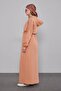 Camel Hooded Glitter Stripe Waist Drawstring Ferace - 3