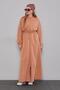 Camel Hooded Glitter Stripe Waist Drawstring Ferace