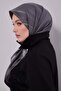وشاح حريري بنمط خطوط رمادية - 3