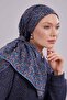 وشاح حريري أزرق صغير بتفاصيل مطبوعة - 3
