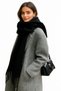 Black Women's Winter Tassel Scarf |   Soft Textured Thick Shawl - Soft Boucle Scarf - Pasta Model