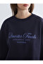 Navy Blue California Printed Women's Thick Sweatshirt - 3