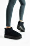 Black Suede Thick Sole Boots with Wool Inside - 3