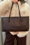 Women's Brown Lined Shoulder Bag with Inner Pocket Detail - 3