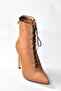 Tan Suede Thin High Heeled Women's Boots L372493502 - 7