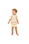Short Sleeve Waterproof Baby Bib for Feeding, Play and Activities Beige - 6