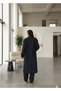 Women's Navy Blue Hijab Coat Long Winter Belted Stylish Overcoat Coat - 3